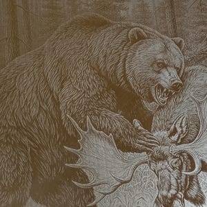 Bear Moose Plexiglass Mirror, Laser Engraved