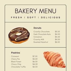 Editable Bakery Price List Template Etsy