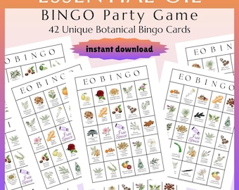 Essential Oil Bingo Game | Printable Digital Download Fun for Distributor Party, Workshop, or Class Activity with 42 Unique Bingo Cards