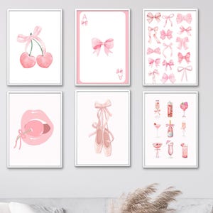 Gallery Girly Prints Pink Fashion Wall Art 6 Prints Set Trendy Leopard Print Magazine Cover Decor Aesthetic Decor Lucky Poster Red Funky Art