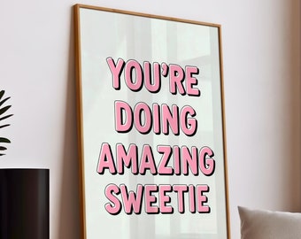 Pink Girly Preppy Wall Art Prints - Trendy Printable Art and Posters for Bedroom, Office, and Aesthetic Wall Decor - Affirmation Wall Art