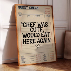 Kitchen Wall Decor,Trendy Wall Art Prints and Retro Guest Check Poster,Shipped Wall Art and Bar Cart Decor,Cute Gift Ideas Neutral Modern