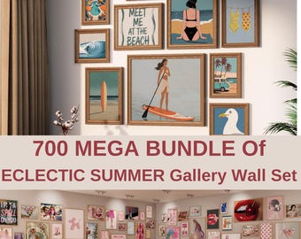 700 set di arte murale e galleria da parete massimalista, arredamento eclettico per la casa con poster alla moda, stampe da esposizione, stampe retrò e preppy per un look unico
