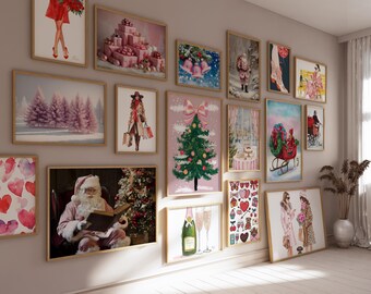 MEGA BUNDLE of Christmas Gallery Wall Art,Printable Christmas Decor Bundle with Vintage Christmas Prints, Winter Wall Art