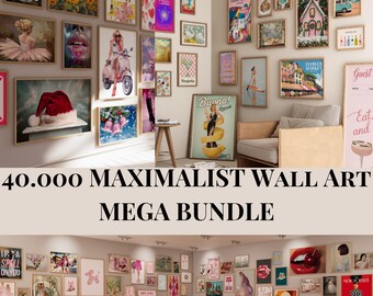 Maximalist Gallery Wall Set,Eclectic Wall Art and Trendy Posters,Retro Prints for Maximalist Art Decor, Eclectic Gallery Set and Maximalist
