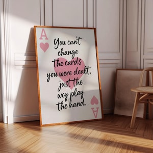 Impressões e pôsteres de cartas de baralho retrô, impressões estéticas de parede vermelha, cartas que você recebeu (sem moldura), decoração de parede de cartas de ás, apartamento, impressão descolada
