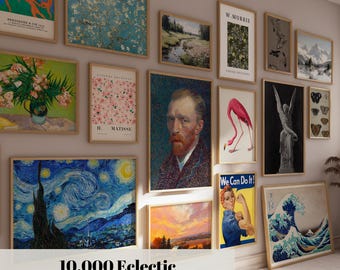 10.000 Eclectic Wall Art Print, Gallery Wall Set, Maximalist Gallery Wall Collage, Printable Digital Art, Eclectic Gallery Set