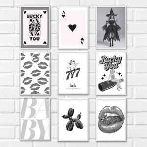 Dorm Room Decor,Funky Wall Art,Preppy Prints and Posters, Girly Retro Printable Art,Trendy Gallery Wall Set,Dopamine Decor, Maximalist Style