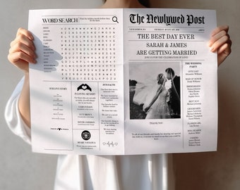 Bearbeitbare Hochzeitsvorlage, Spaß-Zeremonieprogramm Canva-Vorlage, druckbare Hochzeitsplanerzeitung, bearbeitbare Geburtstagszeitungsvorlage