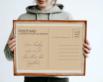 How Lucky Are We Wall Art,Vintage Prints and Posters for Living Room and Bedroom,Trendy Beige Horizontal Landscape Decor and Cute Gift Ideas