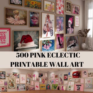 500 Eclectic Wall Art Bundle,Gallery Wall Set with Trendy Preppy Posters,Maximalist and Coquette Prints, College Room Decor and Abstract Art