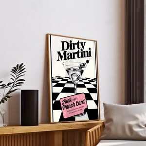 Vintage Martini Poster,70s Psychedelic Wall Art,Trippy Red Retro Print,Preppy Y2K Kitchen Poster,Minimalist Trendy Apartment Decor
