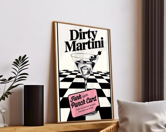 affiche de Martini vintage, art mural psychédélique des années 70, impression rétro rouge trippy, affiche de cuisine preppy an 2000, décoration d'appartement tendance minimaliste