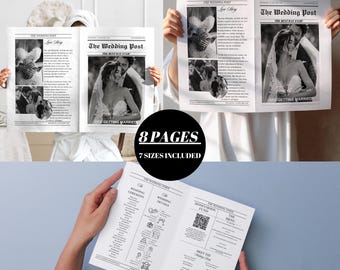 Bearbeitbare Hochzeitsvorlage, Spaß-Zeremonieprogramm Canva-Vorlage, druckbare Hochzeitsplanerzeitung, bearbeitbare Geburtstagszeitungsvorlage