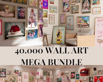 Galerie Wand Set - Eklektische und Maximalistische Wandkunst für Kokette Raumdekoration, Ausstellungsposter und Trendige Kunst Bündel