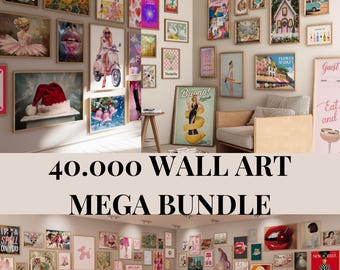 Eklektisches Galerie Wand Set, Maximalistische Wandkunst und trendige Poster, Kokette Raumdekoration, Maximalistisches Kunstdekor und Komplettes Shop-Bundle