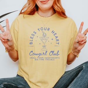Bless Your Heart Shirt Cowgirl Club Comfortcolors Shirt Country Style Coquette Cowgirl Shirt Country Music Shirt Roommate Gift Emo Cowgirl
