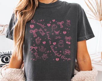 The World Is Hard On Beautiful Things Cloud 9 Emo Cowgirl Crop Tee Country Concert Outfit