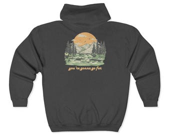 You're Gonna Go Far Vintage Style Folk Music Festival Full Zip Hoodie
