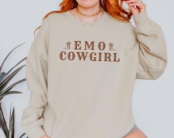 Emo Cowgirl Shirt: Coquette Country Style Crew Neck