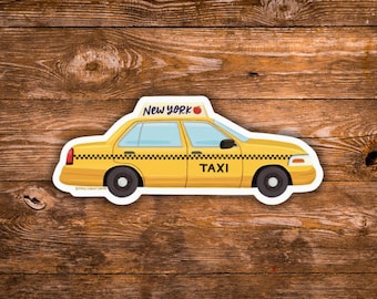 Pegatina de taxi de Nueva York / Pegatina de vinilo de taxi de NYC / Pegatina de taxi amarillo / Calcomanía de la ciudad de Nueva York / Regalo de viaje de la Gran Manzana