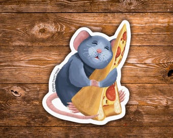 Pegatina de rata pizzera / Pegatina de rata pizzera de Nueva York / Pegatina divertida de Nueva York / Vinilo adhesivo para amantes de las ratas / Regalo ideal para los amantes de la comida urbana