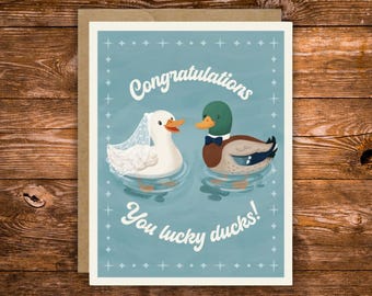 Funny Wedding Card Ducks | Congratulations Card You Lucky Ducks | Cute Wedding Card | Engagement Card | Bridal Shower Card