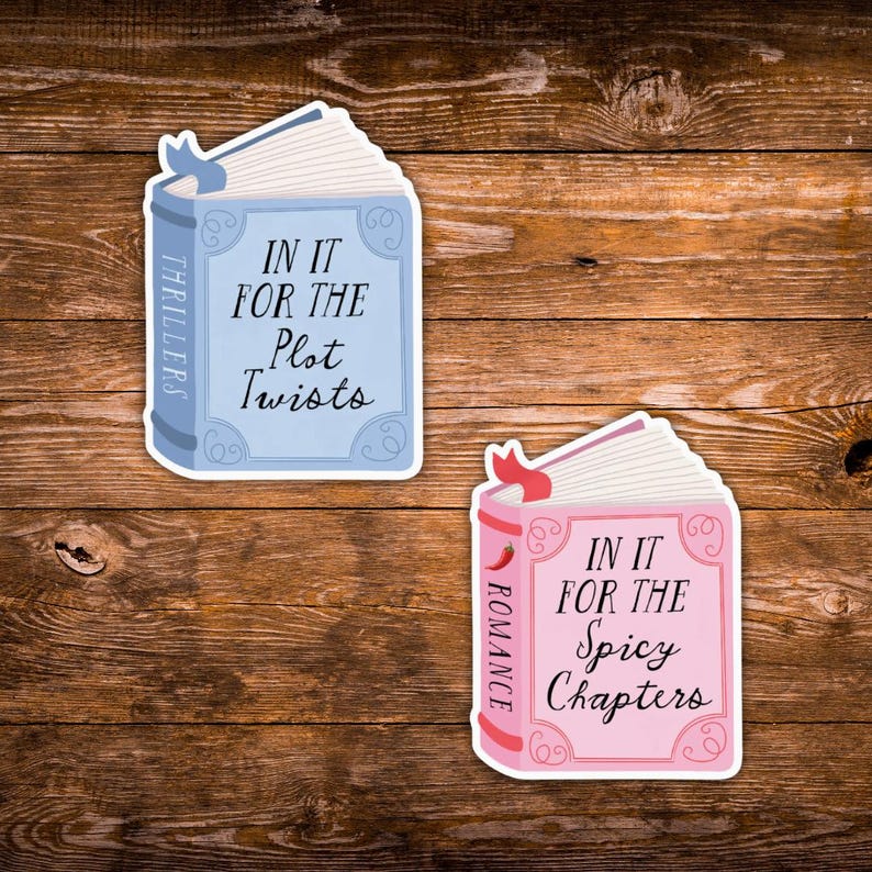 Book Lover Sticker Set | Romance Thriller Reader Stickers | Spicy Chapters & Plot Twists Booktok Vinyl Decals bild 1