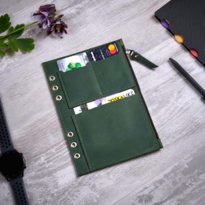 Inserto de carpeta de cuero, Tarjetero para agenda, Accesorio recargable para agenda, Bolsillo para guardar agenda, Inserto funcional para diario