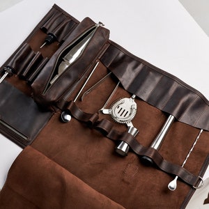 Leder Barkeeper Koffer, Leder Barkeeper Tasche, Barkeeper Rolltasche, Barkeeper Reisetasche, Bar Werkzeugrolle, Leder Barkeeper Geschenke