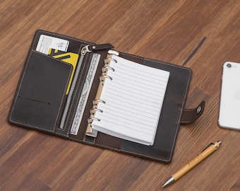 A5 binder notebook, A5 ring binder, Leather binder cover, Binder journal A5, Binder 6 ring, Leather refillable planner, Leather A6 binder