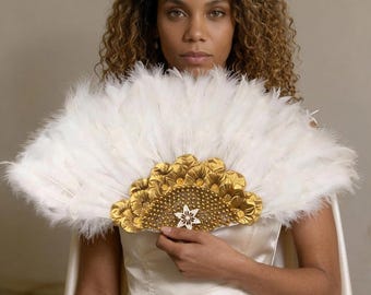 Feather hand fan, Bridal feather fan, Burlesque feather fan, Large feather fan, Festival feather fan, Wedding hand fan, Dance feather fan