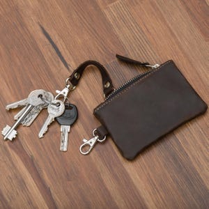 Estuche con cremallera para llavero personalizado, Monedero pequeño para la muñeca, Monedero con cremallera, Llavero con estuche con cremallera, Estuche para llavero, Monedero de cuero, Monedero de cuero