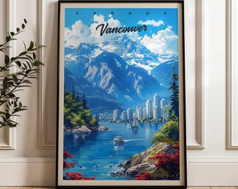 Vancouver Travel Poster: Canada Mountain View Art Print