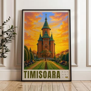 Timisoara Romania Travel Poster: Ardeal Illustration Art Print