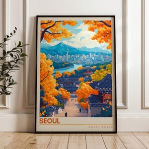 Seoul Travel Poster - Südkorea Wandbild, Illustration Poster, Haus & Büro Dekor, Geschenkidee, Herbst Reisedruck, Herbstdruck