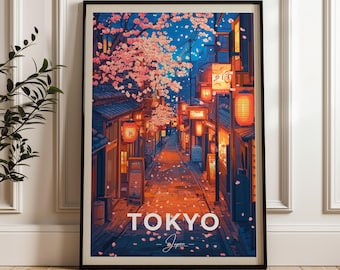 Tokyo Japan Art Print: Cherry Blossom Travel Poster