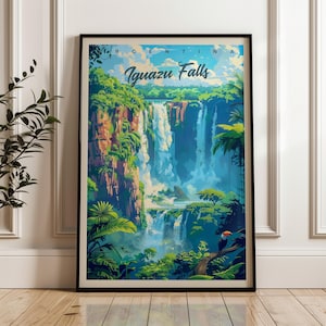 Iguazu Falls Travel Poster - Argentina Wall Art Print, Illustration Poster, Home & Office decor, Gift idea, Travel print, Waterfall print