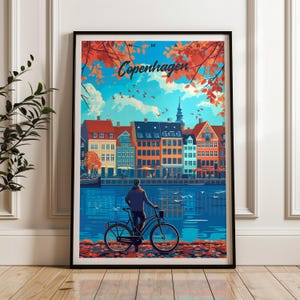 Copenhagen Travel Poster - Stampa artistica da parete Danimarca, Poster illustrativo, Arredamento per la casa e l'ufficio, Idea regalo, Stampa di viaggio, Poster della Scandinavia