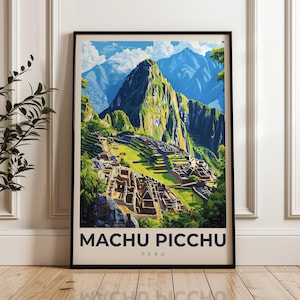 Machu Picchu Travel Poster - Peru Wall Art Print, Illustration Poster, Artwork, Home & Office decor, Gift idea, Travel print, Andes poster