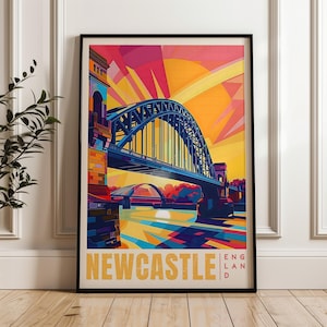 Newcastle Travel Poster: England Cityscape Wall Art Print