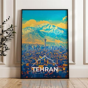 Theran Travel Print - Iran Wall Art Poster, Muslim Illustration Artwork, Middle East Home & Office decor, Persia Gift idea, Tochal Mountains