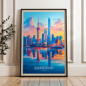 Shanghai Travel Poster - China Wall Art Print, Huangpu Illustration Artwork, Home & Office decor, City Gift idea, East Asia Travel print