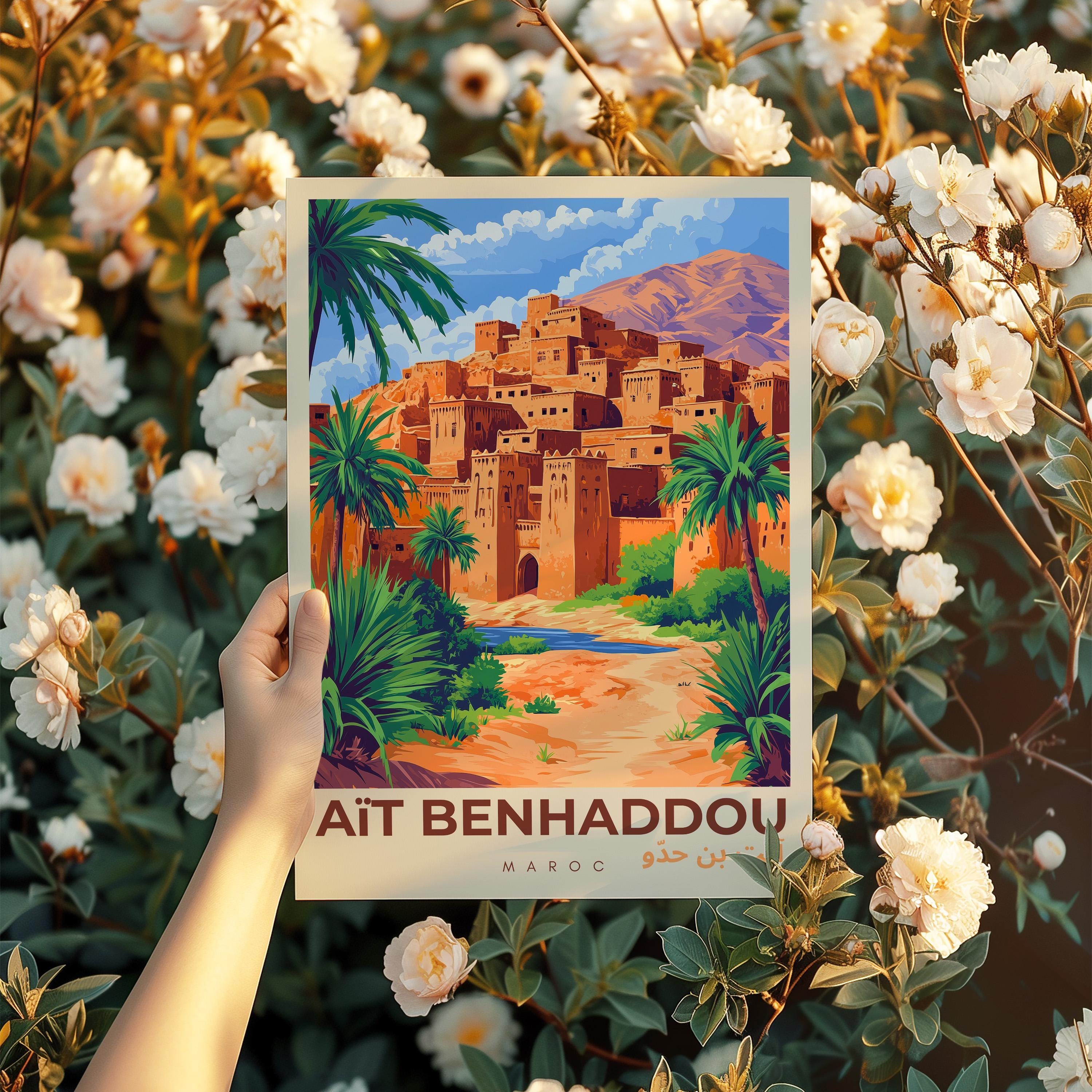 Ait Benhaddou Travel Poster: Morocco Atlas Mountains Art Print - Etsy