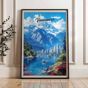 Poster di viaggio di Vancouver, stampa artistica da parete Canada, poster illustrativo per la casa e l'ufficio, ottima idea regalo, stampa di viaggio
