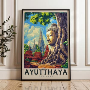 Ayutthaya Travel Poster - Thailand Wall Art Print, Illustration Poster, Artwork, Home & Office decor, Gift idea, Temple Travel print
