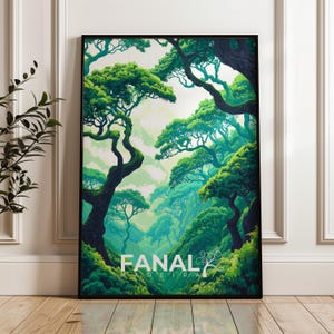 Fanal Forest Travel Poster, Portugal Wall Art Print, Illustration Artwork, Atlantic Home & Office decor, Madeira Gift idea