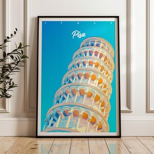 Leaning Tower of Pisa Travel Poster: Italy Illustration Art