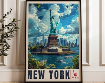 New York Travel Poster: Statue of Liberty Art Print