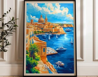 Valletta Malta Art Print: Mediterranean Travel Poster